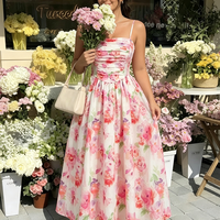 Robe corset moulante sans bretelles à imprimé floral estival, élégante et tendance, idéale pour les soirées et les fêtes