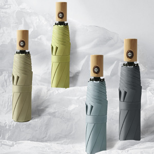 Sunday Classic 3-Paraguas plegables Mango de madera de alta calidad con marco de metal Material Pongee para días lluviosos y soleados para adultos - Product Image 4