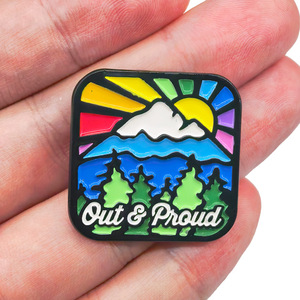 Broche/Pin Quadrado de Liga Metálica Arco-Íris Estilo Instagram Personalizado Unissex para Decoração de Mochila - Product Image 2