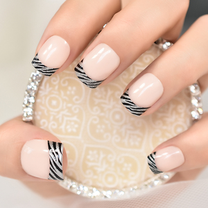 <span class=keywords><strong>Uñas</strong></span> <span class=keywords><strong>Postizas</strong></span> con Diseño Francés Zebra, <span class=keywords><strong>Uñas</strong></span> Acrílicas Cortas y Brillantes, <span class=keywords><strong>Uñas</strong></span> <span class=keywords><strong>Postizas</strong></span> Cuadradas Color Nude <span class=keywords><strong>para</strong></span> Mujeres y <span class=keywords><strong>Niñas</strong></span> - Product Image 3