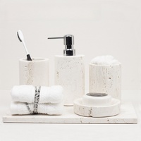 SAIDKOCC Wabi-sabi combinaison gratuite Nature marbre blanc travertin pierre salle de bain ensemble d'articles de toilette Kit de commodités de salle de bain