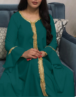 Jalabiya – robe de prière Kaftan pour femmes, dubaï, turquie, ruban doré, broderie, ample, vêtements arabes islamiques, blancs