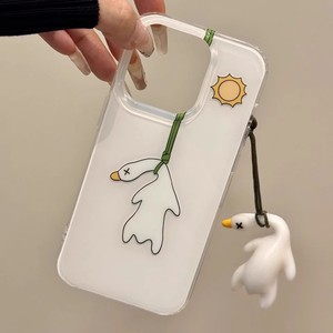 Cartone animato creativo, custodia per telefono con anatra bianca e becco giallo per <span class=keywords><strong>iPhone</strong></span> 16 15 14 13 12 ciondoli a forma di anatra secca, <span class=keywords><strong>Cover</strong></span> primavera estate - Product Image 4