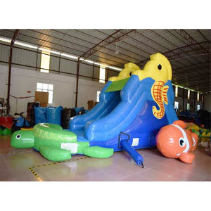 Toboggan aquatique gonflable en PVC de qualité commerciale avec piscine tortue amovible pour usage résidentiel extérieur - Product Image 1