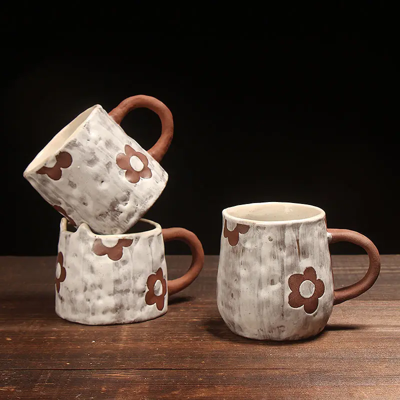 Cangkir Kopi Tembikar Penyembuhan Jepang, Mug Susu Air Retro Sederhana Keramik DIY
