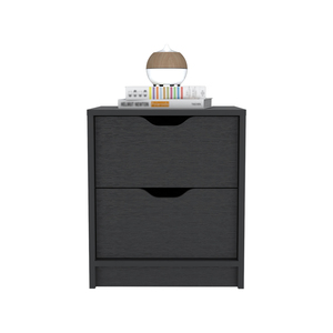 Nightstand Gandu Two <b>Drawers</b> <b>Black</b> Wengue Finish <b>Storage</b> <b>Drawer</b> Bedroom Furniture - Product Image 4