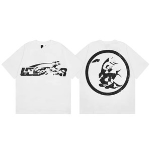 T-shirt oversize pour homme, style streetwear, imprimé étoile, manches courtes, logo au dos, col rond, jersey en coton, noir, blanc, rose, bleu - Product Image 3