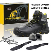 Chaussures de sécurité pour hommes en cuir de vache noir, antidérapantes, semelle en PU et caoutchouc, embout en acier, protection anti-perforation HRO, résistantes à l'huile