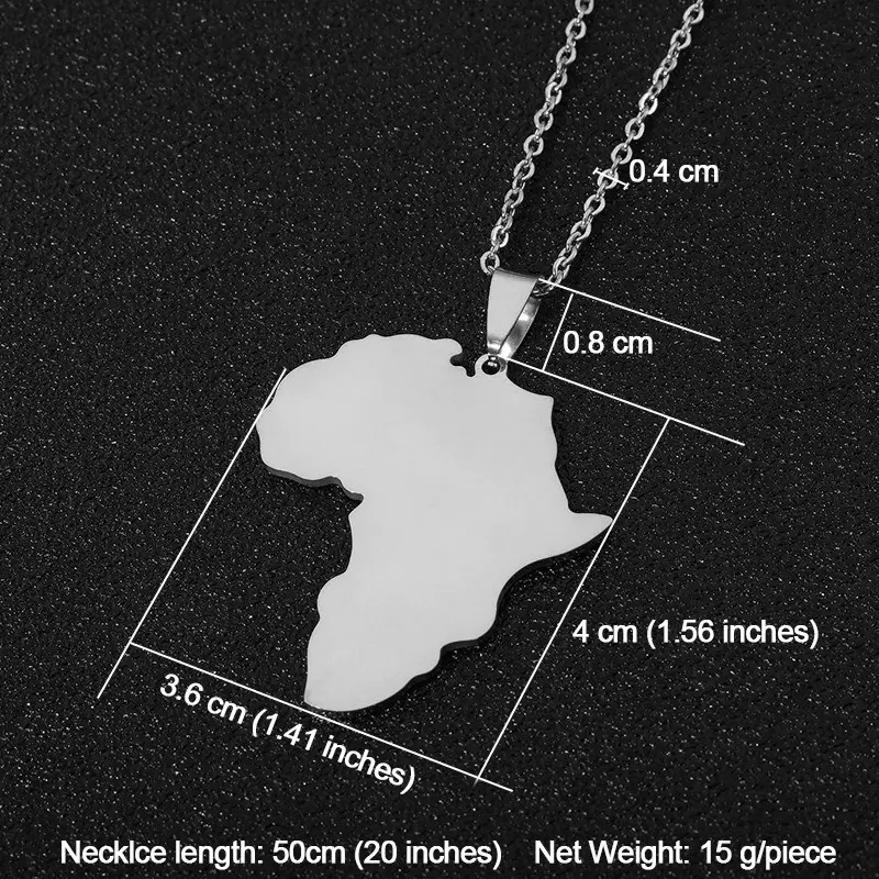 Collier en acier inoxydable bijoux personnalisé plaqué or carte du pays collier carte de l'afrique