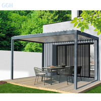Pergola extérieure motorisée bioclimatique KAKADU avec télécommande, toit à lamelles en aluminium imperméable - Design écologique