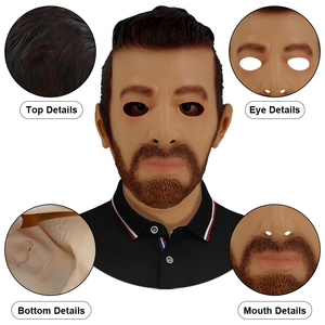 Masque en latex visage de père-in-law barbu, accessoire amusant pour Halloween, fête costumée, jeu de rôle, mascarade, personnalisable - Product Image 3