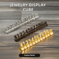 Petite étiquette de prix en métal doré de luxe en gros pour l'affichage de bijoux artisanaux Cube Blocks $ Euro Pound Signes avec un excellent rapport qualité-prix