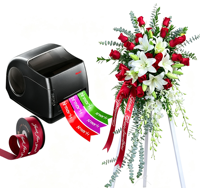Machine d'impression d'étiquettes en satin N-Mark personnalisable pour les clients, pour gâteaux floraux, mariages, funérailles et bannières