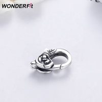 Fermoir de homard floral rose en argent sterling oxydé, résultats de bijoux de fleurs romantiques pour bracelet