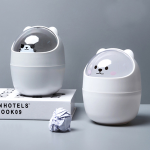 Văn phòng <span class=keywords><strong>mini</strong></span> Dễ thương Máy tính để bàn Thùng rác Thùng rác Countertop giấy chất thải <span class=keywords><strong>bin</strong></span> nhỏ lật Top Nhựa thùng rác có thể - Product Image 2