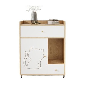 Meuble de Luxe en Bois Massif pour Litière de Chat avec Fermeture à Bouton, Niche Moderne pour Chat, Armoire pour Salon, Toilette Intérieure pour Animaux de Compagnie - Product Image 4