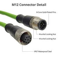 Connecteur PVC M12 personnalisé 8 broches A-code Mâle Femelle Prises RJ45 Assemblage de câbles Ethernet industriels Profinet Double blindage IP67