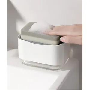 Hướng dẫn sử dụng báo chí phòng tắm nhà bếp xà phòng hộp món ăn rửa miếng bọt biển bơm chất lỏng 2 trong 1 sponge chủ soap dispenser