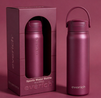 Bouteille d'eau isotherme Everich en acier inoxydable 304 de 700 ml avec 3 couvercles, idéale pour l'extérieur – Meilleure vente