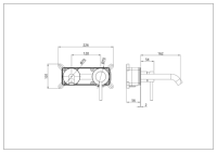 Robinet de lavabo mural encastré de luxe en acier inoxydable 304, mitigeur monocommande brossé à 2 trous pour hôtels et commerces