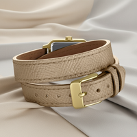 Montre Femme Tendance Seiko à Mouvement Quartz 16mm, Boîtier Carré Doré Style Affaires Simple, Bracelet en Cuir Beige, Verre Doublement Protecté