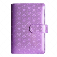 Carpeta de Presupuesto A6 con Cubierta de Corazón Morado, 12 Bolsillos, 12 Hojas de Presupuesto, 21 Pegatinas de Cuadrícula, Kit Completo de Organización de Finanzas
