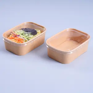 Factory Supply Paper Bento Meal Lunch Box Disposable Rectangle Fast Food Takeaway Container Custom Printing Kraft Paper Lunch Bo