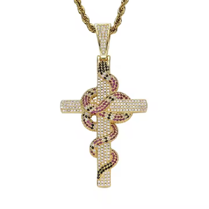 จี้กางเขนชุบทองประดับเพชรโมอิสซาไนต์สั่งทำพิเศษ ขายดี สร้อยคอแฟชั่นฮิปฮอปสุดหรู - Product Image 2