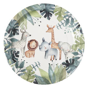 Ensemble de vaisselle jetable pour la Saint-Valentin, design <span class=keywords><strong>jungle</strong></span>, animaux de la forêt, assiettes en <span class=keywords><strong>papier</strong></span>, gobelets, serviettes - Product Image 5