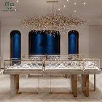 Vitrine de présentation de bijoux en verre sur pied métallique moderne avec éclairage LED, écologique et robuste, pour magasin de détail