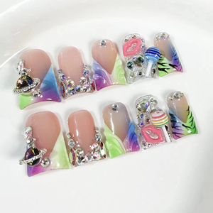 Lot <span class=keywords><strong>de</strong></span> 10 <span class=keywords><strong>faux</strong></span> <span class=keywords><strong>ongles</strong></span> <span class=keywords><strong>en</strong></span> acrylique <span class=keywords><strong>en</strong></span> forme <span class=keywords><strong>de</strong></span> canard, faits à la main, à presser, avec pointes évasées, vente <span class=keywords><strong>en</strong></span> gros, OEM, ODM, fournisseur <span class=keywords><strong>en</strong></span> vrac, marque privée - Product Image 1