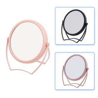Miroir de maquillage pliable rose mignon, design circulaire de bureau personnalisé, support métallique réglable, rotation verticale