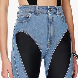 Vente en gros de tissu denim et <span class=keywords><strong>cuir</strong></span> <span class=keywords><strong>skinny</strong></span> taille haute personnalisé pour <span class=keywords><strong>femme</strong></span> jeans cool pour la vie quotidienne - Product Image 4