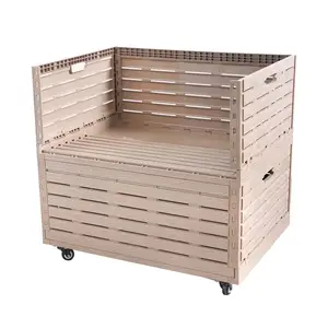 800*620 Custom Wood Design Grocery Collapsible Crate On Wheels Large Storage Organizer