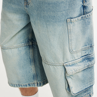Shorts cargo baggy asymétriques pour homme, poches, jambe droite, taille mi-haute, denim, demi-jeans pour homme, décontracté, effet vieilli, pantalon décontracté