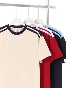 Maglietta estiva a maniche corte da <span class=keywords><strong>donna</strong></span> a marchio retrò americano t-shirt 250g di cotone pesante ampia girocollo a <span class=keywords><strong>mezza</strong></span> <span class=keywords><strong>manica</strong></span> in tinta unita lavorata a maglia - Product Image 4