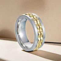Nouvelle bague anti-stress multicolore en acier inoxydable plaqué or, inaltérable, un accessoire tendance indispensable pour homme