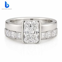 Bague personnalisée en argent 925 avec moissanite, sertissage à griffes, taille princesse, VVS VS, certificat GRA, ensemble de bagues en moissanite, bague en diamant moissanite