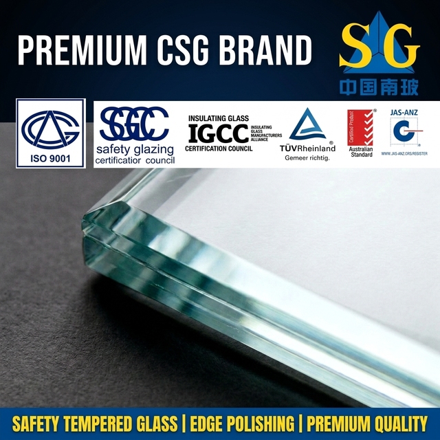 Tempered Glass Laminated Safety 6mm+1.52PVB+6mm for Glass Railing Bathroom & Kitchen Use