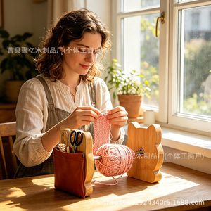 <b>Wooden</b> Yarn Rack Oval Shape Portable Yarn <b>Ball</b> Holder For Knitting <b>Craft</b> Tools - Product Image 1