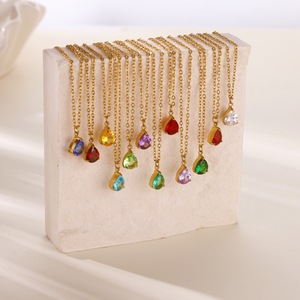 Hot Selling December <strong>Birthstone</strong> Jewelry Zircon Teardrop Necklace Exquisite Stainless Steel <strong>Jewellery</strong> for Women TGXL11351 - Product Image 1