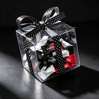 Boîte d'emballage carrée transparente en PET pour bonbons mous - Emballage extérieur pliable en PVC recyclable, personnalisable, imprimé en couleur pour petites collations