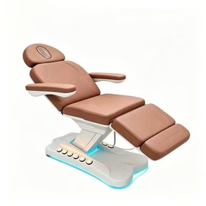Table de massage électrique inclinable marron, lit de beauté esthétique, chaise de traitement facial, équipement de salon de spa - Product Image 1