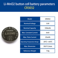 Batterie au lithium CR3032 3V 550mAh Haute fiabilité pour dispositif médical Thermomètre électronique Moniteur patient