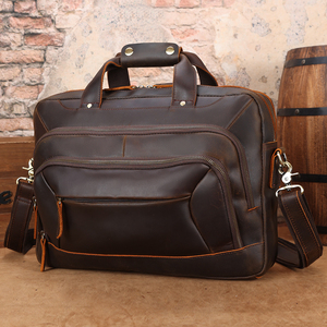 Top Grain réel Crazy Horse cuir 17 pouces mallette pour ordinateur portable <span class=keywords><strong>Messenger</strong></span> hommes en cuir véritable ordinateur mallettes pour ordinateur portable - Product Image 5
