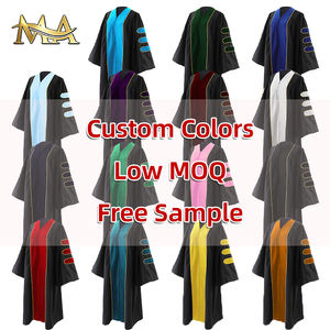 Deluxe <span class=keywords><strong>PhD</strong></span> vestido de graduación paneles de terciopelo de poliéster mate Unisex vestido de graduación de doctorado OEM ODM suministro a granel - Product Image 2