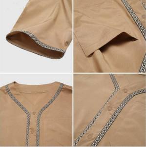 Robes <span class=keywords><strong>de</strong></span> <span class=keywords><strong>prière</strong></span> islamiques traditionnelles <span class=keywords><strong>de</strong></span> Dubaï à manches courtes, respirantes, pour hommes musulmans, unies, gaufrées, grandes tailles - Product Image 5