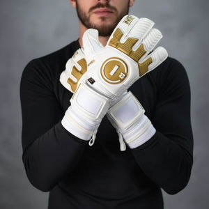 Guantes de portero de cuero antideslizante de alta calidad y agarre de látex con ajuste cómodo de corte negativo con logotipo personalizable - Product Image 1