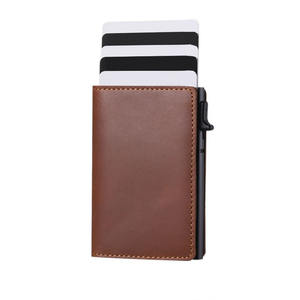 남성용 슬림 신용 카드 소지자 최고의 판매자 비즈니스 RFID 차단 정품 가죽 팝업 지갑 - Product Image 2