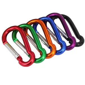 Alüminyum tespit segmanı klip 1.6/1.9/2.3/2.7/3.1 inç yaylı kanca anahtarlık Carabiners anahtarlıklar siyah